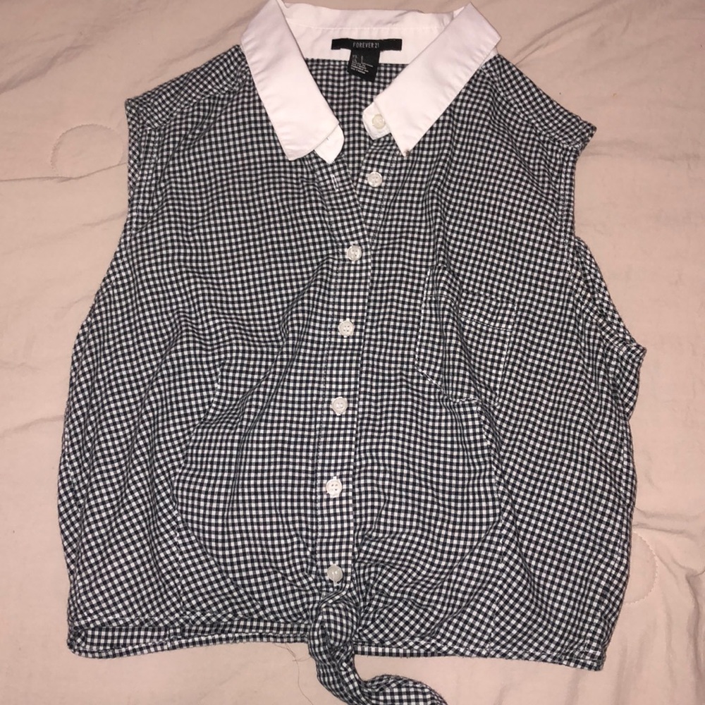 Checkered B&W Crop Top